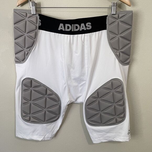 NWT Adidas Football Men’s XL Techfit Smash Girdle 5-Pad Shorts White NEW - Picture 1 of 13